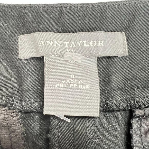 Ann Taylor Women's Size 4 Wide Leg Dress Pants Zip Fly Cotton Solid Black - Picture 5 of 6
